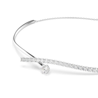 Matrix necklace, Round cut, White, Rhodium plated