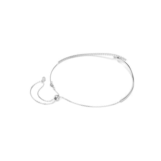 Matrix necklace, Round cut, White, Rhodium plated