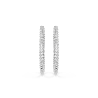 Dextera hoop earrings, Round cut, White, Rhodium plated