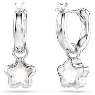 Chroma drop earrings, Mixed cuts, Star, White, Rhodium plated