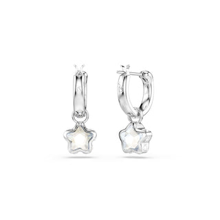 Chroma drop earrings, Mixed cuts, Star, White, Rhodium plated
