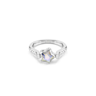 Chroma ring, Mixed cuts, Star, White, Rhodium plated