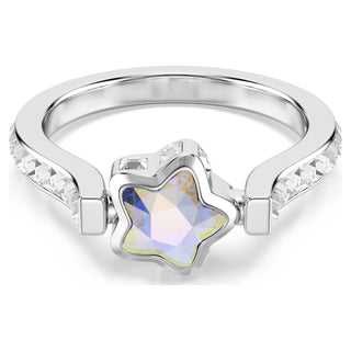 Chroma ring, Mixed cuts, Star, White, Rhodium plated