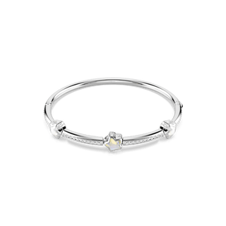 Chroma bangle, Mixed cuts, Star, White, Rhodium plated
