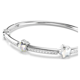 Chroma bangle, Mixed cuts, Star, White, Rhodium plated