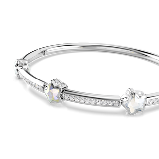 Chroma bangle, Mixed cuts, Star, White, Rhodium plated