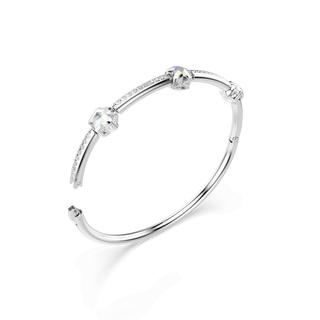 Chroma bangle, Mixed cuts, Star, White, Rhodium plated