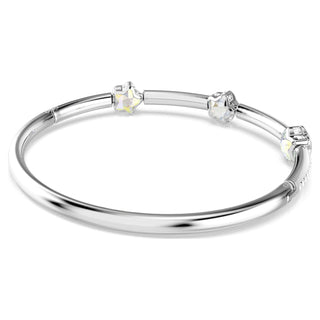 Chroma bangle, Mixed cuts, Star, White, Rhodium plated