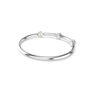 Chroma bangle, Mixed cuts, Star, White, Rhodium plated