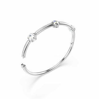 Chroma bangle, Mixed cuts, Star, White, Rhodium plated
