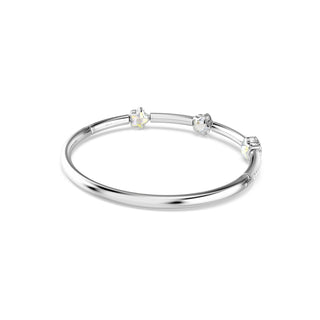 Chroma bangle, Mixed cuts, Star, White, Rhodium plated