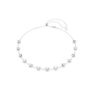 Chroma necklace, Mixed cuts, Star, White, Rhodium plated