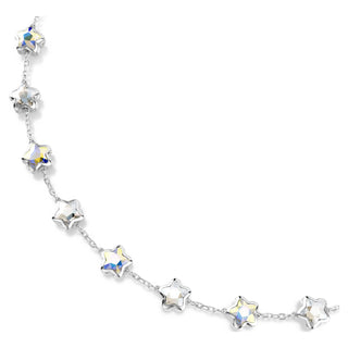 Chroma necklace, Mixed cuts, Star, White, Rhodium plated