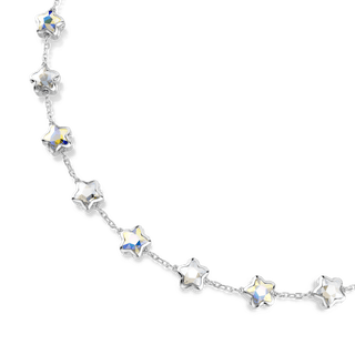 Chroma necklace, Mixed cuts, Star, White, Rhodium plated