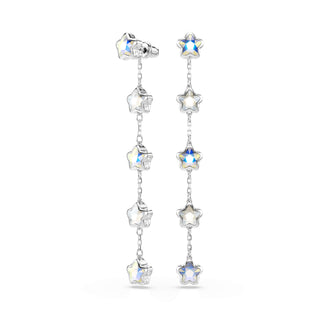 Chroma earrings, Mixed cuts, Star, White, Rhodium plated