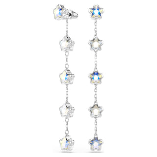 Chroma earrings, Mixed cuts, Star, White, Rhodium plated