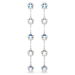 Chroma earrings, Mixed cuts, Star, White, Rhodium plated