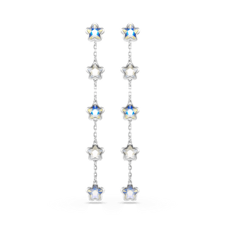 Chroma earrings, Mixed cuts, Star, White, Rhodium plated