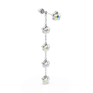 Chroma earrings, Mixed cuts, Star, White, Rhodium plated