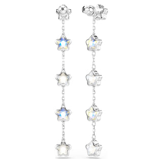 Chroma earrings, Mixed cuts, Star, White, Rhodium plated