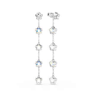 Chroma earrings, Mixed cuts, Star, White, Rhodium plated