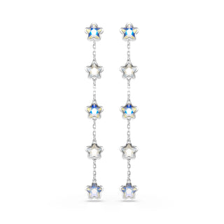 Chroma earrings, Mixed cuts, Star, White, Rhodium plated