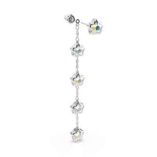 Chroma earrings, Mixed cuts, Star, White, Rhodium plated