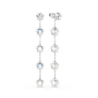 Chroma earrings, Mixed cuts, Star, White, Rhodium plated