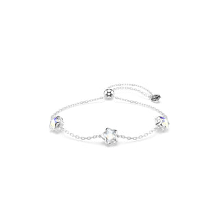 Chroma bracelet, Star, White, Rhodium plated