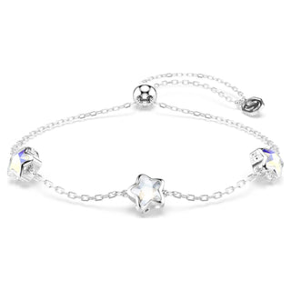 Chroma bracelet, Star, White, Rhodium plated