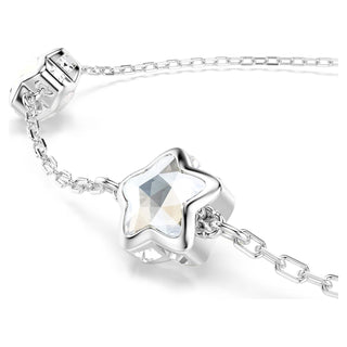 Chroma bracelet, Star, White, Rhodium plated