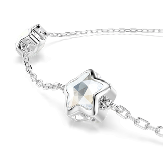 Chroma bracelet, Star, White, Rhodium plated
