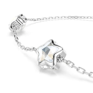 Chroma bracelet, Star, White, Rhodium plated