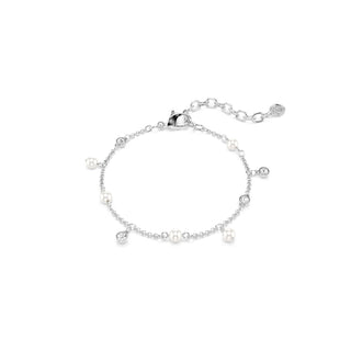 Imber bracelet, Crystal pearl, Round cut, White, Rhodium plated