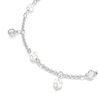 Imber bracelet, Crystal pearl, Round cut, White, Rhodium plated