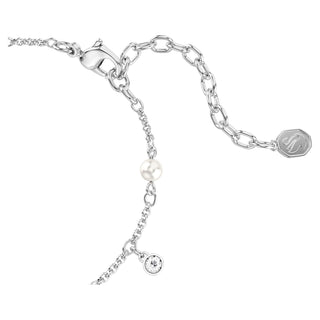 Imber bracelet, Crystal pearl, Round cut, White, Rhodium plated