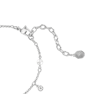 Imber bracelet, Crystal pearl, Round cut, White, Rhodium plated