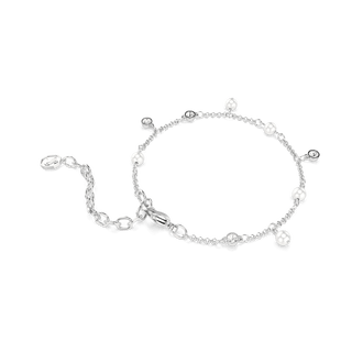 Imber bracelet, Crystal pearl, Round cut, White, Rhodium plated
