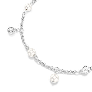 Imber bracelet, Crystal pearl, Round cut, White, Rhodium plated