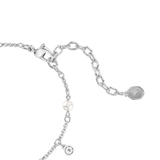 Imber bracelet, Crystal pearl, Round cut, White, Rhodium plated