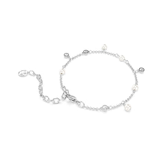 Imber bracelet, Crystal pearl, Round cut, White, Rhodium plated