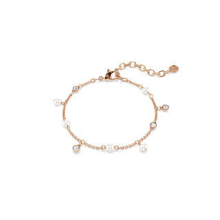 Imber bracelet, Crystal pearl, Round cut, White, 18K rose gold finish