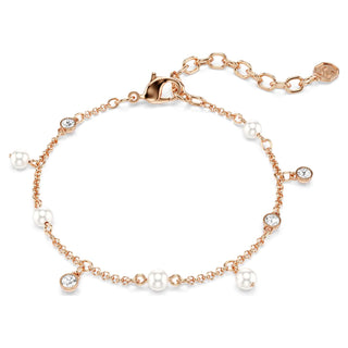 Imber bracelet, Crystal pearl, Round cut, White, 18K rose gold finish