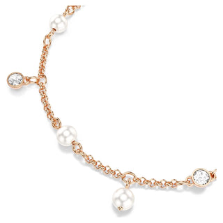 Imber bracelet, Crystal pearl, Round cut, White, 18K rose gold finish