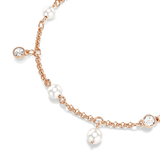Imber bracelet, Crystal pearl, Round cut, White, 18K rose gold finish
