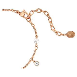 Imber bracelet, Crystal pearl, Round cut, White, 18K rose gold finish