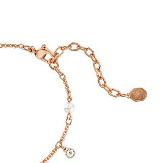 Imber bracelet, Crystal pearl, Round cut, White, 18K rose gold finish