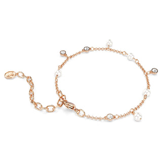 Imber bracelet, Crystal pearl, Round cut, White, 18K rose gold finish