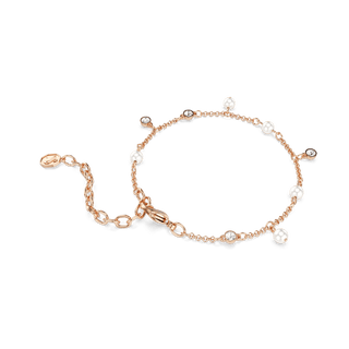 Imber bracelet, Crystal pearl, Round cut, White, 18K rose gold finish