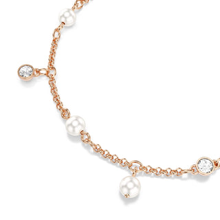 Imber bracelet, Crystal pearl, Round cut, White, 18K rose gold finish